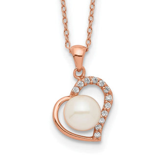 17" Sterling Silver Pink Flash-plated 7-8mm Button Freshwater Cultured Pearl Necklace