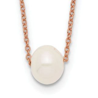 18" Sterling Silver Pink Flash-plated 8-9mm White Freshwater Cultured Pearl Necklace