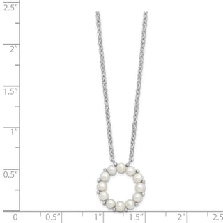 16" Sterling Silver Rhodium-plated 3-3.5mm Freshwater Cultured Pearl 1.75in ext Necklace