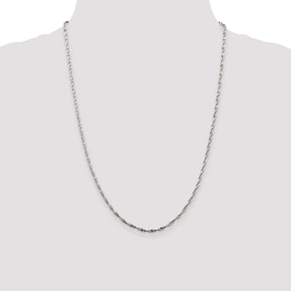 24" Sterling Silver 2mm Twisted Herringbone Chain Necklace