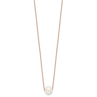 17" Sterling Silver Pink 10-11mm White Near Round Freshwater Cultured Pearl Necklace