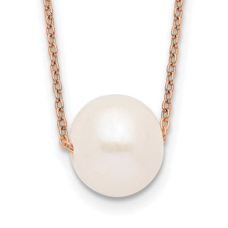 17" Sterling Silver Pink 10-11mm White Near Round Freshwater Cultured Pearl Necklace