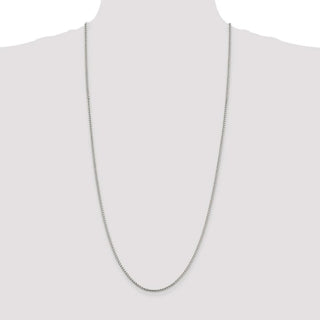30" Sterling Silver 2mm Round Box Chain Necklace
