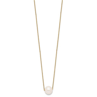 17" Sterling Silver Gold-tone 10-11mm White Near Round Freshwater Cultured Pearl Necklace