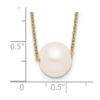 17" Sterling Silver Gold-tone 10-11mm White Near Round Freshwater Cultured Pearl Necklace