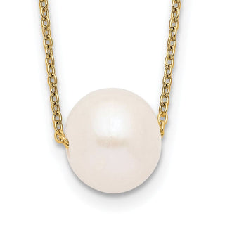 17" Sterling Silver Gold-tone 10-11mm White Near Round Freshwater Cultured Pearl Necklace