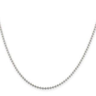 20" Sterling Silver 2mm Beaded Chain Necklace