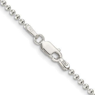 20" Sterling Silver 2mm Beaded Chain Necklace