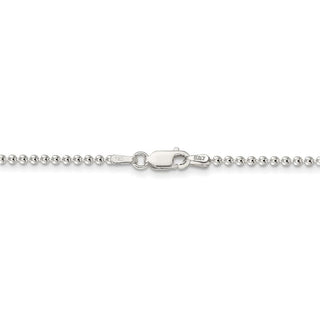 30" Sterling Silver 2mm Beaded Chain Necklace