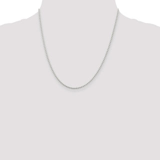 20" Sterling Silver 2mm Beaded Chain Necklace