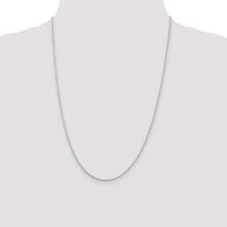 24" Sterling Silver 2mm Beaded Chain Necklace