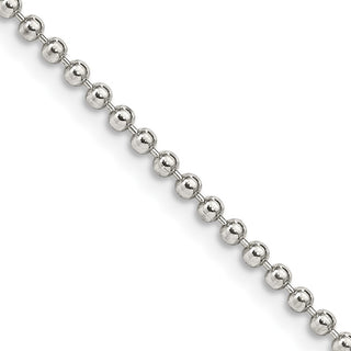 20" Sterling Silver 2mm Beaded Chain Necklace