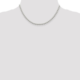 16" Sterling Silver 4mm Beaded Chain Necklace