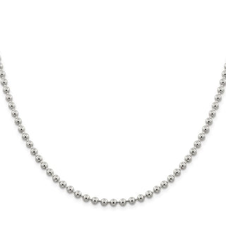 24" Sterling Silver 4mm Beaded Chain Necklace