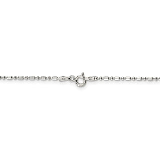 22" Sterling Silver 1.5mm Fancy Beaded Chain Necklace w/4in ext.