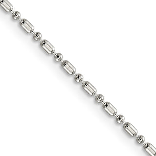 22" Sterling Silver 1.5mm Fancy Beaded Chain Necklace w/4in ext.