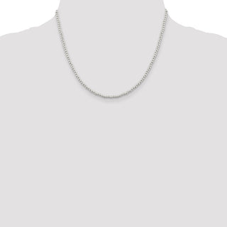 18" Sterling Silver 3mm Beads on Box Chain Necklace