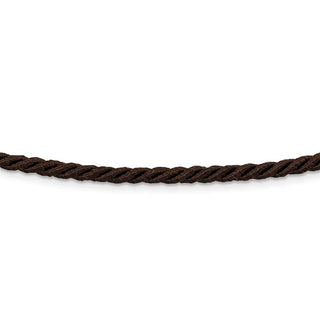 Rhodium-plated Sterling Silver 16inch Brown Satin Cord Necklace