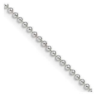 26" Sterling Silver 1.5mm Beaded Chain Necklace