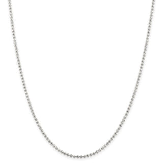 16" Sterling Silver 2.35mm Beaded Chain Necklace