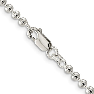18" Sterling Silver 3mm Beaded Chain Necklace