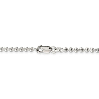 24" Sterling Silver 3mm Beaded Chain Necklace