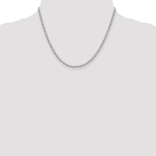 18" Sterling Silver 3mm Beaded Chain Necklace