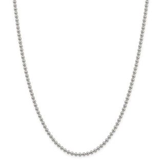 16" Sterling Silver 3mm Beaded Chain Necklace