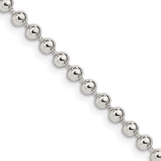 24" Sterling Silver 3mm Beaded Chain Necklace