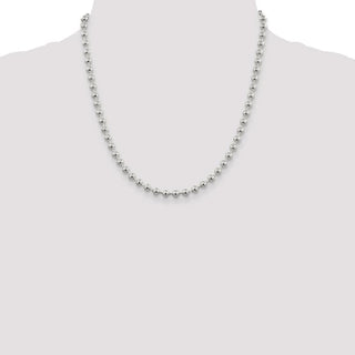 20" Sterling Silver 5mm Beaded Chain Necklace