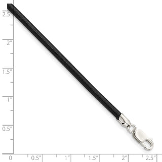 Sterling Silver 3mm Black Leather Cord Necklace