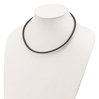 Sterling Silver 4mm Black Leather Necklace