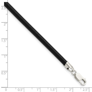 Sterling Silver 4mm Black Leather Necklace