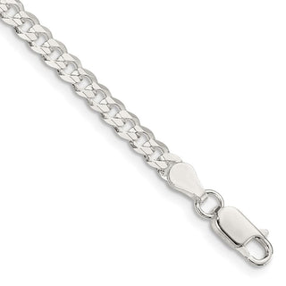 8" Sterling Silver 3.8mm Flat Curb Chain Bracelet