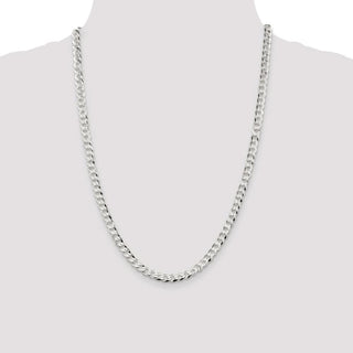 24" Sterling Silver 5.75mm Flat Curb Chain Necklace