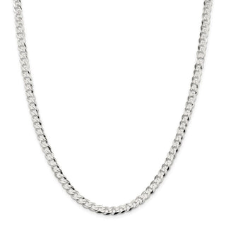 26" Sterling Silver 5.75mm Flat Curb Chain Necklace