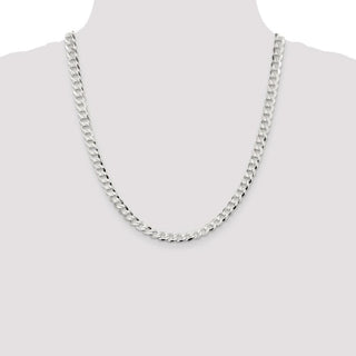 22" Sterling Silver 6.8mm Flat Curb Chain Necklace