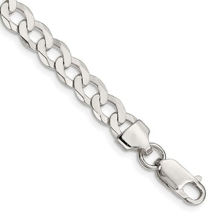 7" Sterling Silver 6.8mm Flat Curb Chain Bracelet