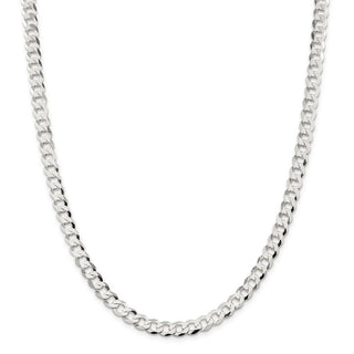 30" Sterling Silver 6.8mm Flat Curb Chain Necklace