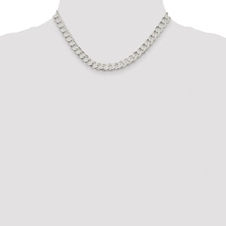 16" Sterling Silver 8mm Flat Curb Chain Necklace