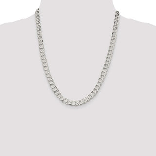 22" Sterling Silver 8mm Flat Curb Chain Necklace