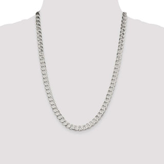 24" Sterling Silver 8mm Flat Curb Chain Necklace