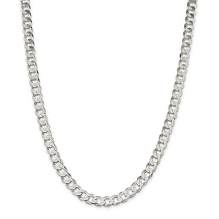 30" Sterling Silver 8mm Flat Curb Chain Necklace