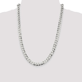 24" Sterling Silver 8.5mm Flat Curb Chain Necklace