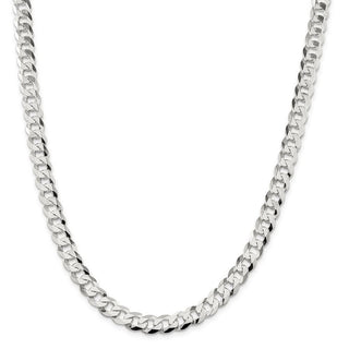 30" Sterling Silver 8.5mm Flat Curb Chain Necklace