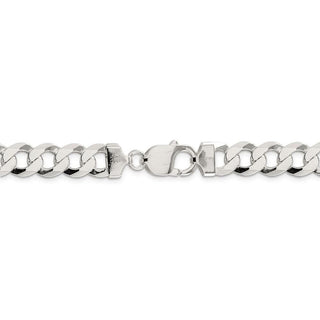 30" Sterling Silver 9.75mm Flat Curb Chain Necklace