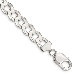 9" Sterling Silver 9.75mm Flat Curb Chain Bracelet