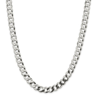 30" Sterling Silver 9.75mm Flat Curb Chain Necklace