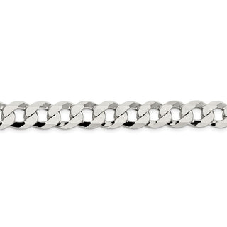 8" Sterling Silver 11.75mm Flat Curb Chain Bracelet