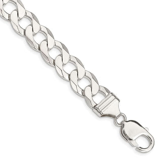 8" Sterling Silver 11.75mm Flat Curb Chain Bracelet
